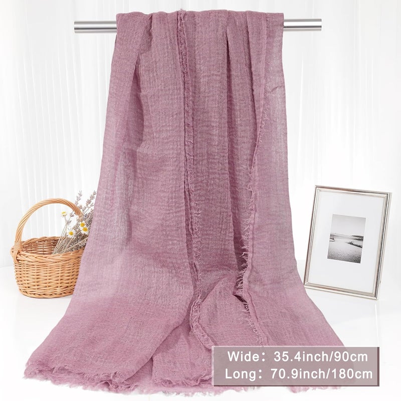 Nydotd Women Summer Cotton Linen Scarf Crinkle Long Beach Shawl Wrap hijab with Fringe - Image 2